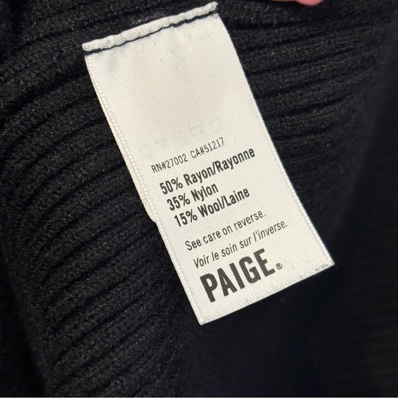 Paige Jeanie Black Ribbed V-Cutout Choker Sweater XS - Picture 6 of 7
